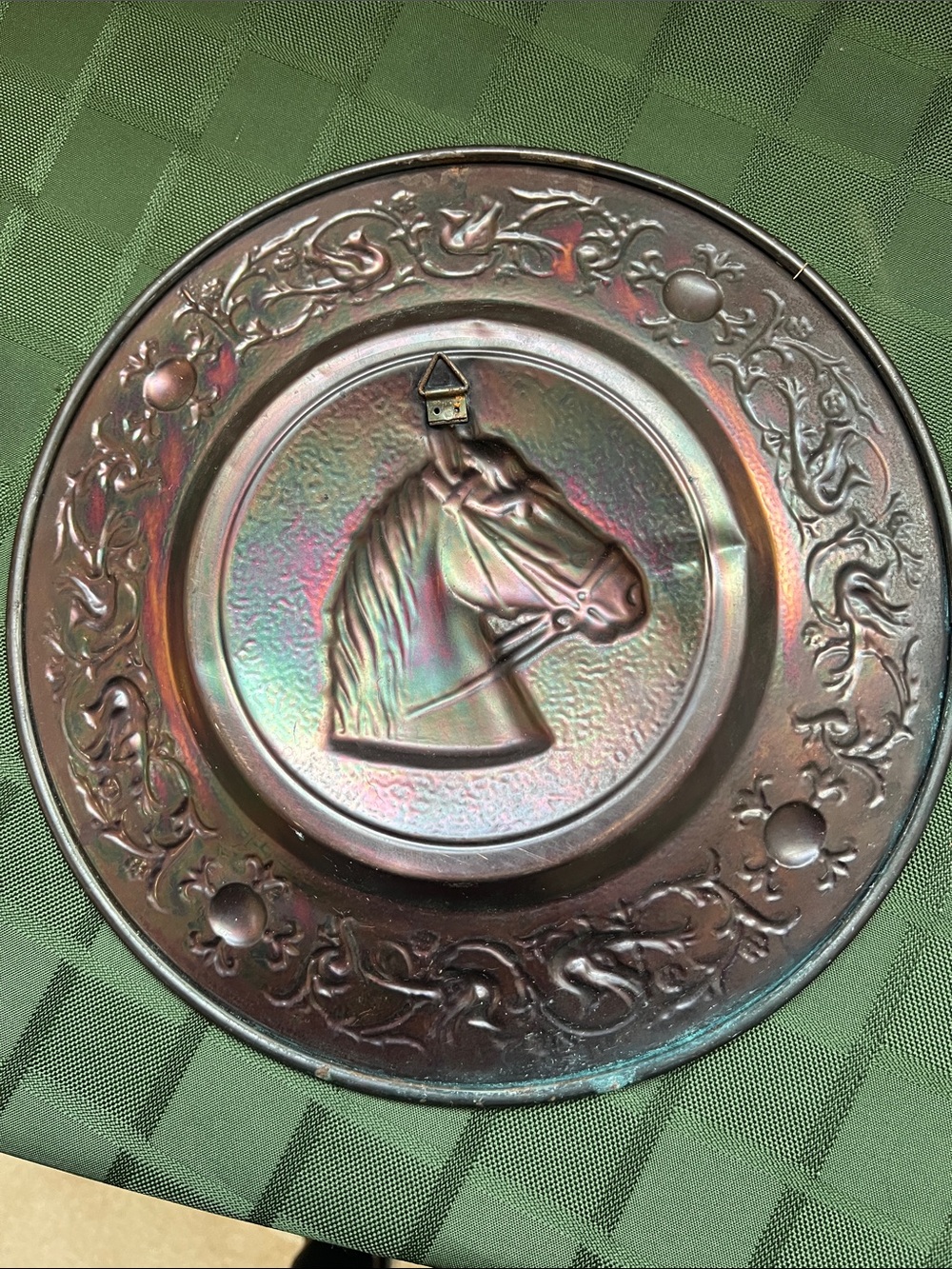 Vintage Decorative Horse Medallion Wall Plate - Copper Finish - Picture 8 of 11